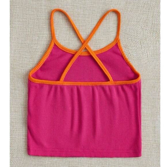 SHEIN Cross Back Hot Pink Strappy Spaghetti Strap Crop Top Medium - Picture 7 of 9